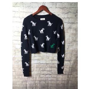 Abercrombie & Fitch cropped top sweater, dog print